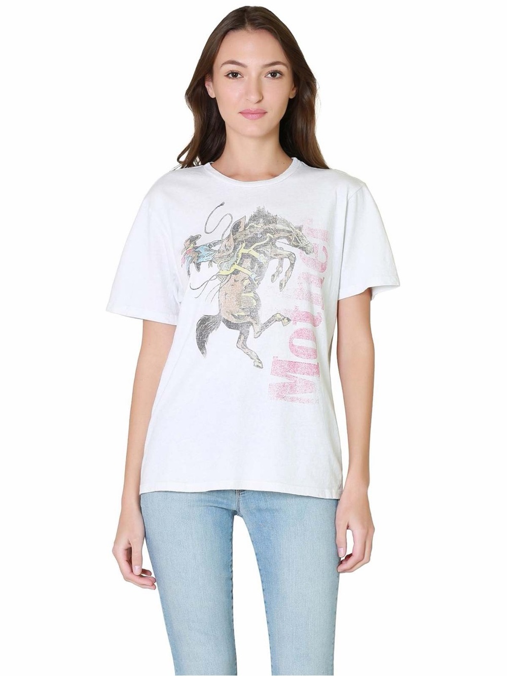 MOTHER The Rowdy Pack A Day Rodeo Graphic T-Shirt in Off White, Size Small